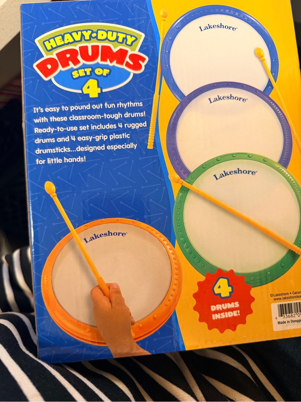 Lakeshore Kids' Heavy-Duty Drum Set - Orange, Green, Blue, Purple